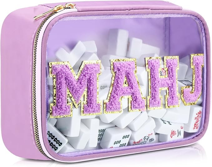 Empty Mahjong Tile Bag American Purple PVC Clear Mahjong Case Size 166 Waterproof Zippered Storag... | Amazon (US)