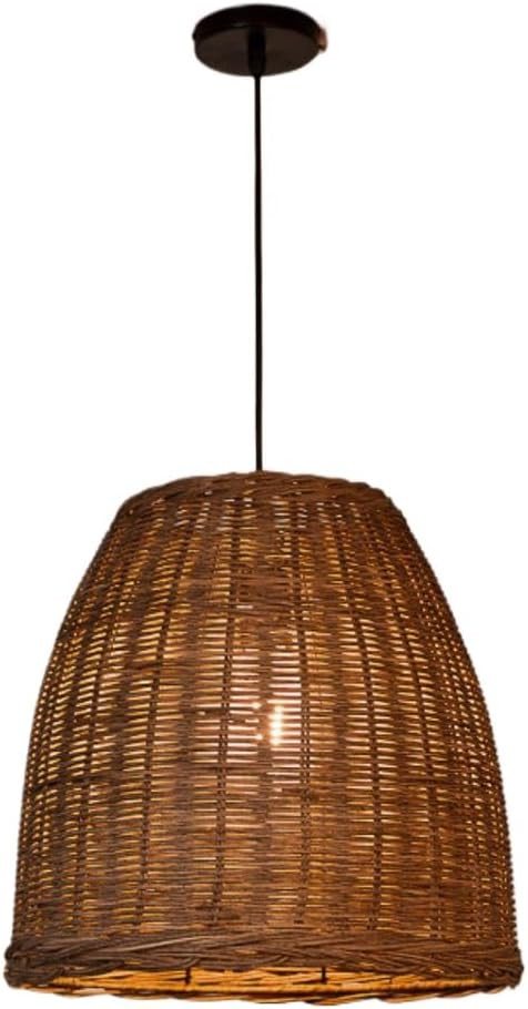 Black Rattan Pendant Light 20 INCH Kitchen Island Boho Woven Basket Hanging Pendant Light Large R... | Amazon (US)