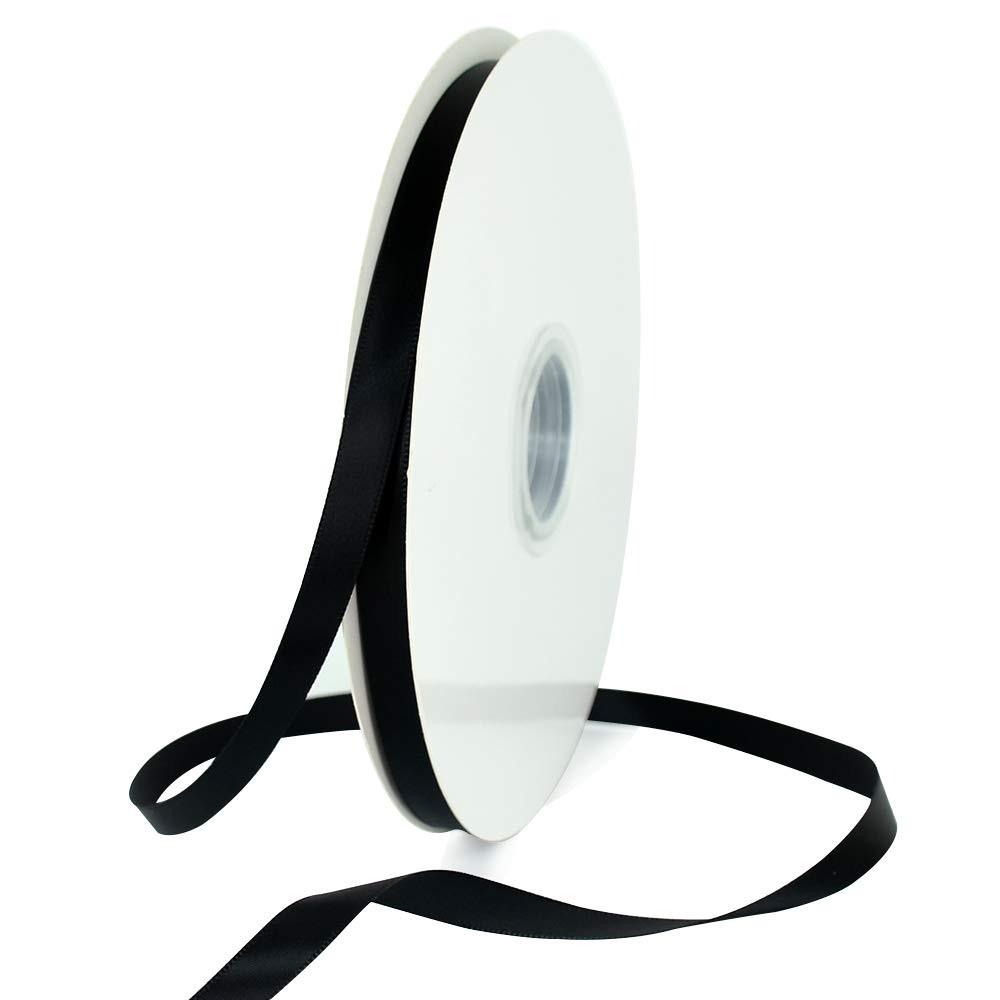 TONIFUL 3/8 Inch x 100 Yards Black Thin Satin Ribbons Solid Fabric Ribbon Roll for Gift Wrapping ... | Amazon (UK)