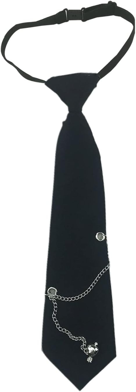 Gothic Tie For Women Men Punk Metal Chain Necktie Japanese Student Uniform Pre-Tied Black Ties Je... | Amazon (US)