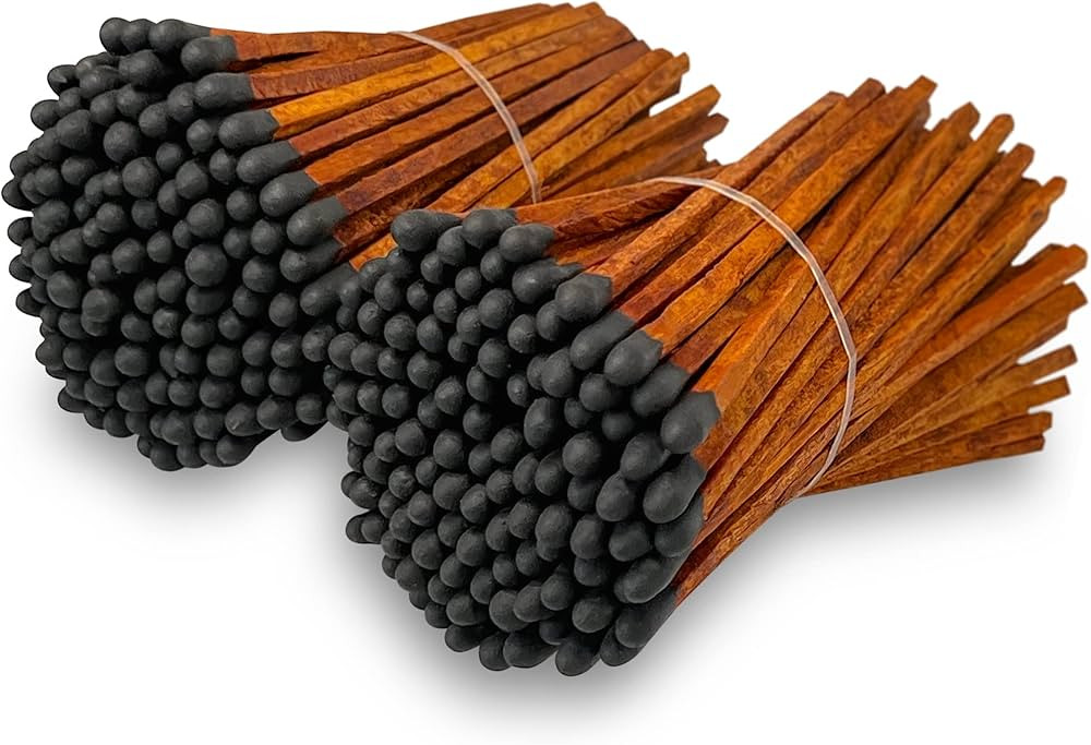 4" Brown Stick Black Tip Espresso Matches (200 Count, Striking Stickers) | Decorative Unique & Fu... | Amazon (US)