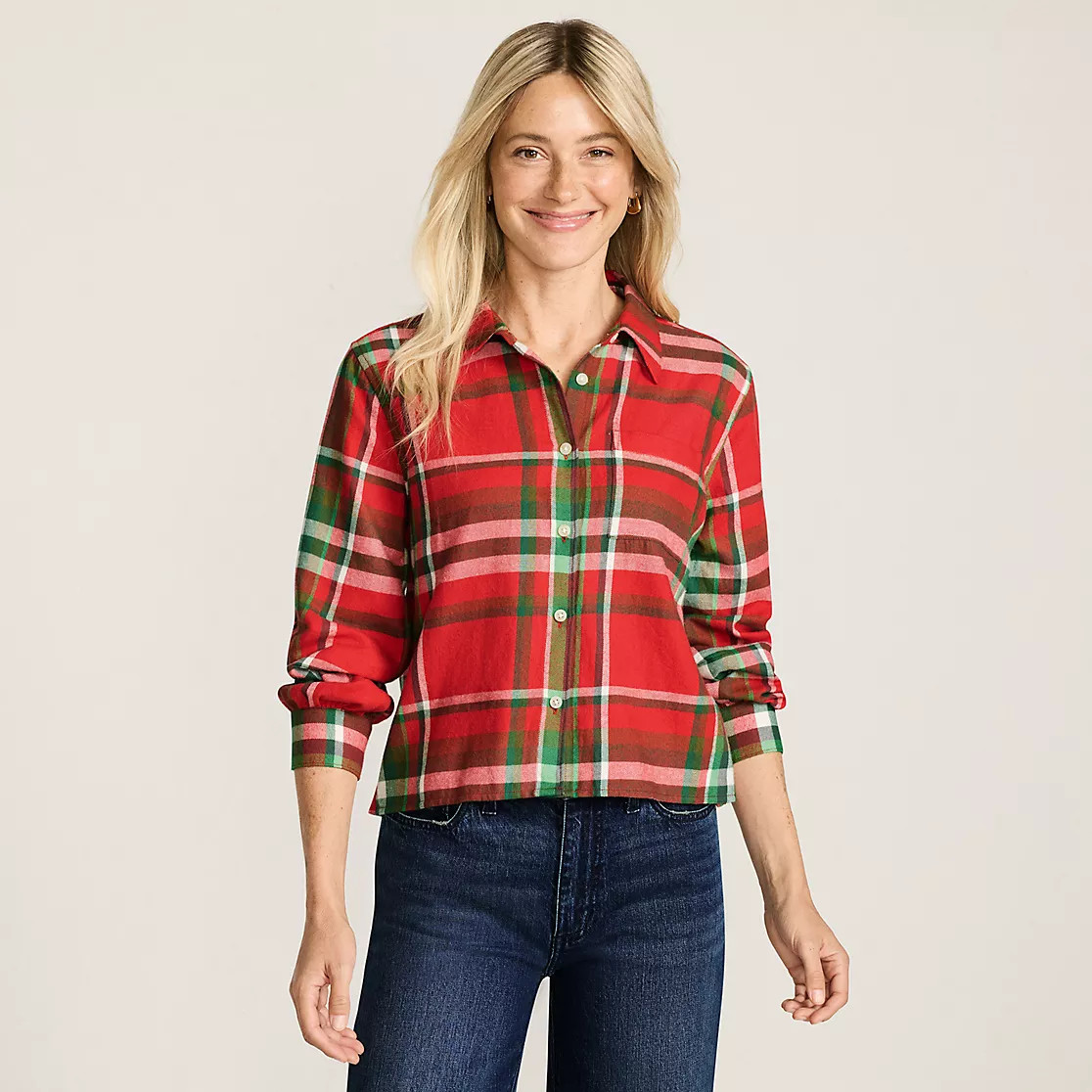Women's Cropped Flannel Shirt | Lands' End (US)