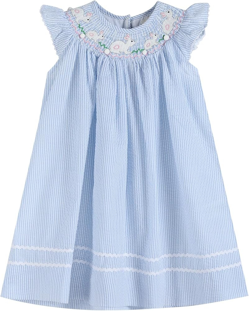 Lil cactus Baby and Girls Smocked Easter Bunny Bishop Dress | Amazon (US)