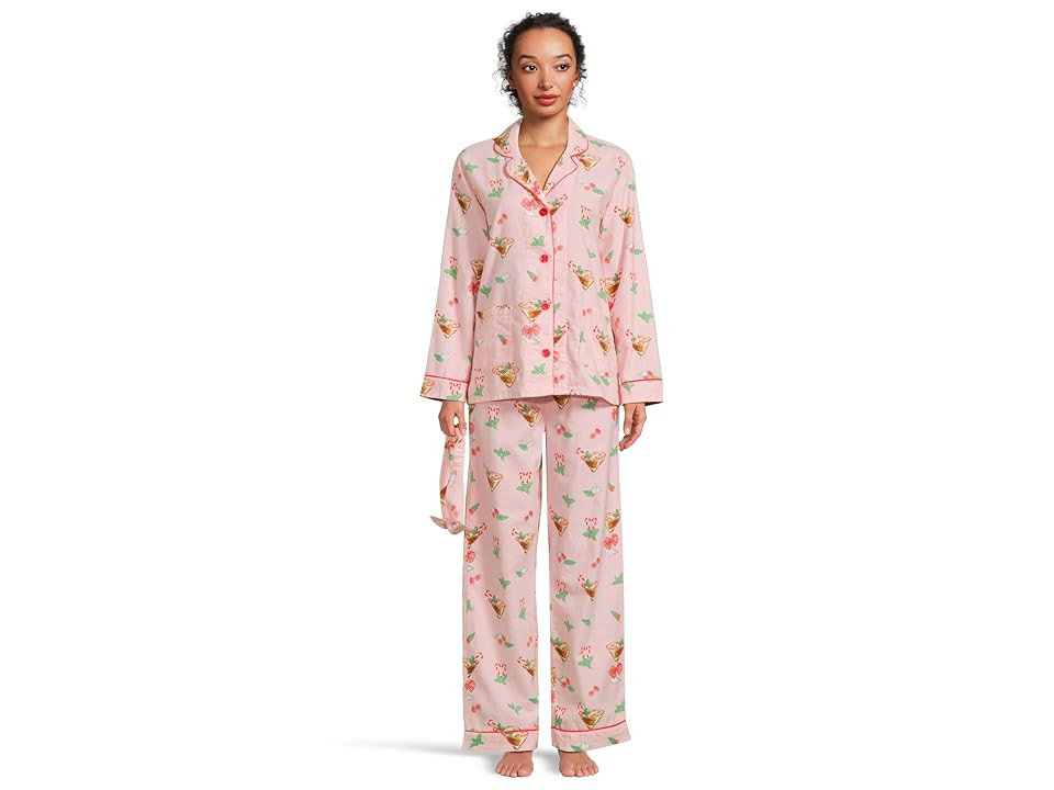 P.J. Salvage Flannel PJ Set with Headband Women's Pajama Sets Tini Time Ballet Pink : XL (US 14), Cotton/Flannel | Zappos
