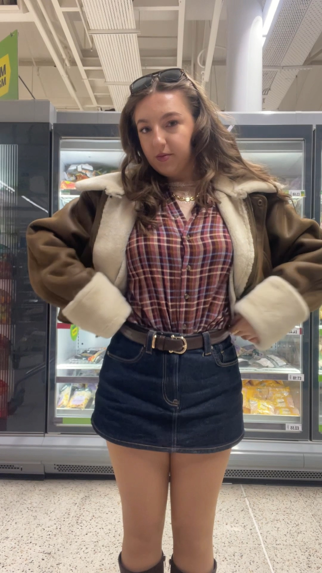 Food shop fit checkkk ✨ I’ve linked any similar items I could find 🫶

Lace top: Amazon 
Flannel shirt: Tu @ Sainsbury’s 
Skort: Stradivarius (linked) 
belt: Primark 
Boots: Primark 
Coat: asos but bought on Vinted 
Necklace: bohomoon

#LTKeurope #LTKuk