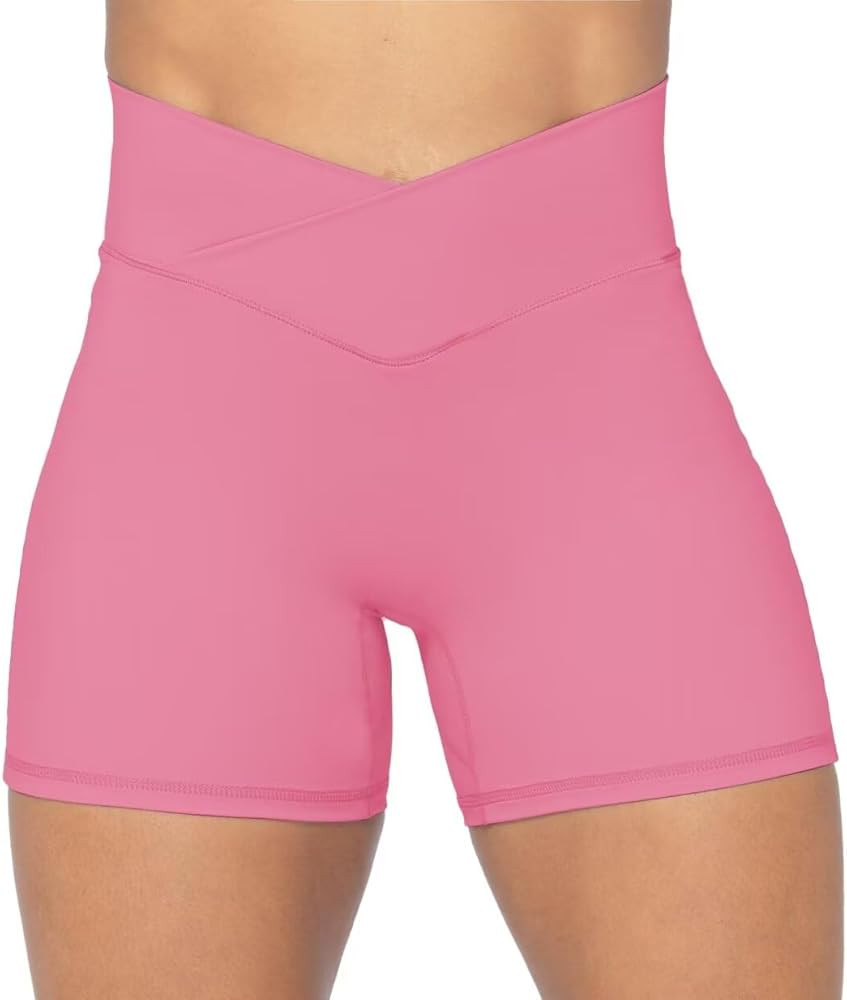Sunzel Softmax Crossover Biker Shorts for Women, V Criss Cross High Waist Yoga Workout Gym Shorts... | Amazon (US)