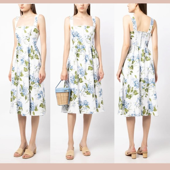 NWT $278 REFORMATION [ 22 ] Tagliatelle Linen Dress Riviera White Floral‎ T2150 | Poshmark