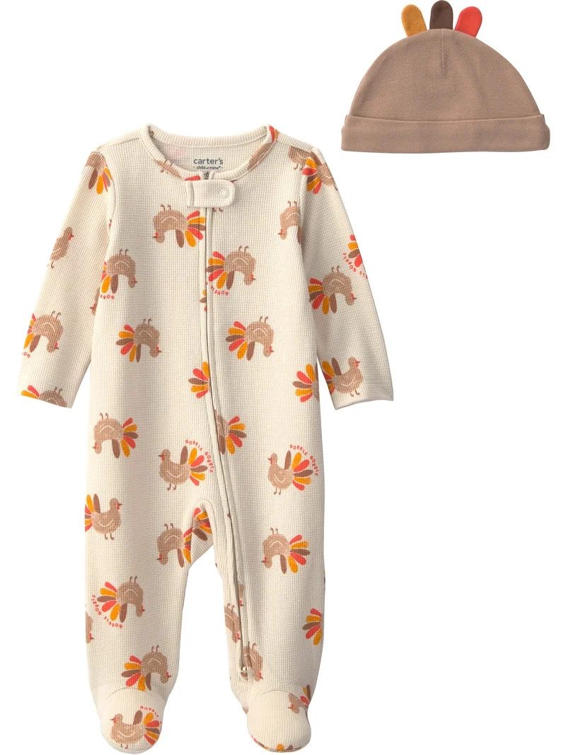 Carter's Child of Mine Baby Thanksgiving Sleep 'N Play and Hat Set, 2-Piece, Sizes Preemie-6/9 Mo... | Walmart (US)