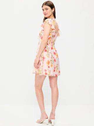 Flutter-Sleeve Fit & Flare Mini Dress | Old Navy (CA)