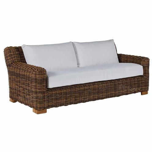 Summer Classics Montauk White Performance Brown Wicker Outdoor Sofa - 84.25"W | Kathy Kuo Home