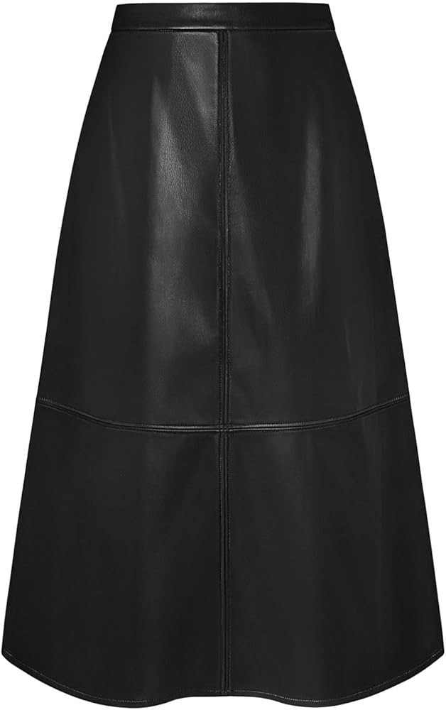 Kate Kasin 2025 Women's Faux Leather Skirts, High Waist A Line Skirt, Fall Winter Midi Skirt | Amazon (US)