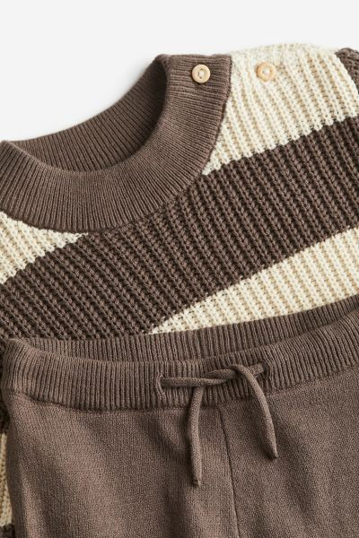 2-piece Knit Set - Brown/striped - Kids | H&M US | H&M (US + CA)
