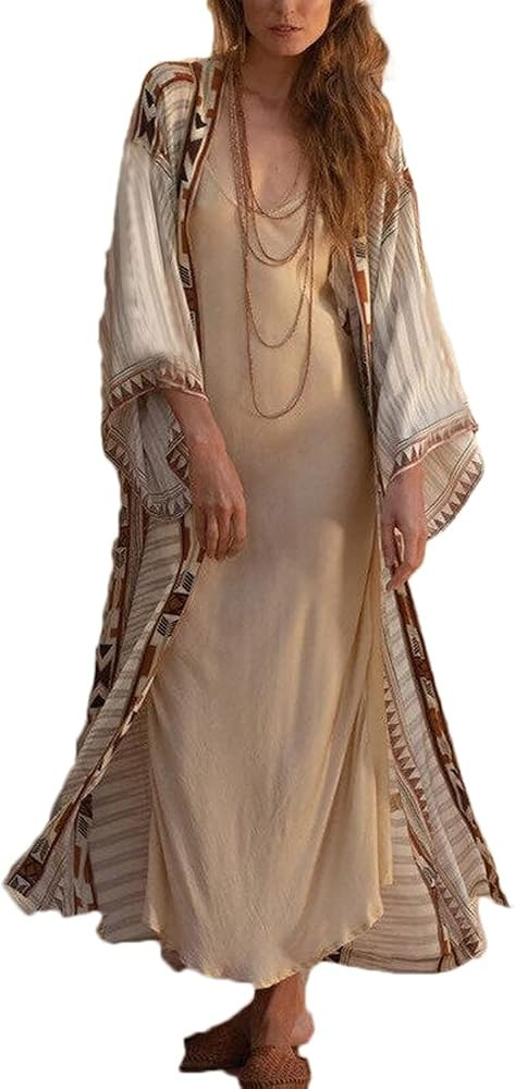 Bsubseach Womens Chiffon/Rayon Beach Blouses Kimono Cardigan Long Bikini Cover Up | Amazon (US)