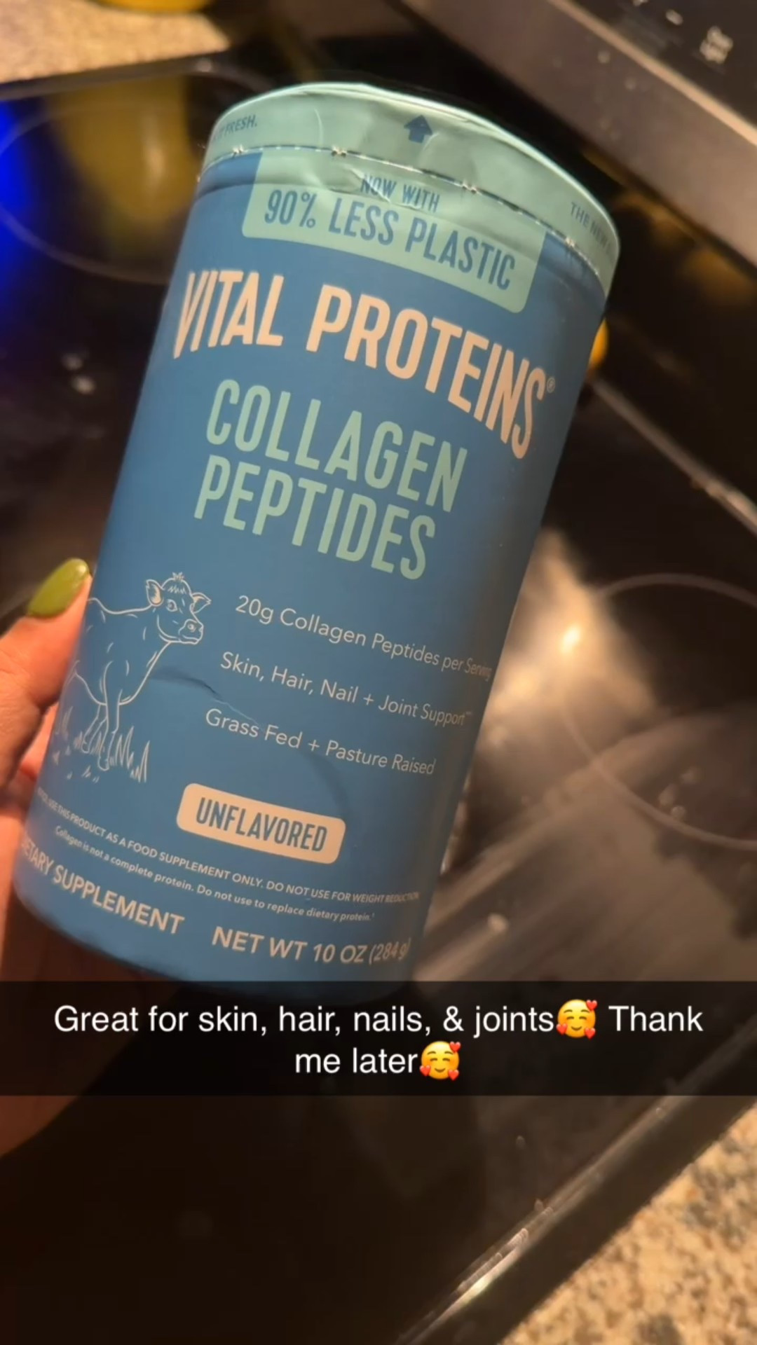 I absolutely love collagen peptides by Vital Proteins. I always get mine from Walmart but they’re on Amazon as well. I add it to my hot tea every morning. It dissolves well and has no taste. My hair and nails are stronger and growing. Also, my skin is glowing and I have less joint pain in my wrists while taking this. I type a lot and before this my hands would hurt a lot while trying to do other things but after taking this I have noticed a significant difference. I highly recommend. 

#walmartfinds #amazonfinds #collagen #collagenpeptides #hairskinandnails 

#LTKmorningroutine #LTKselfcare #LTKBeauty