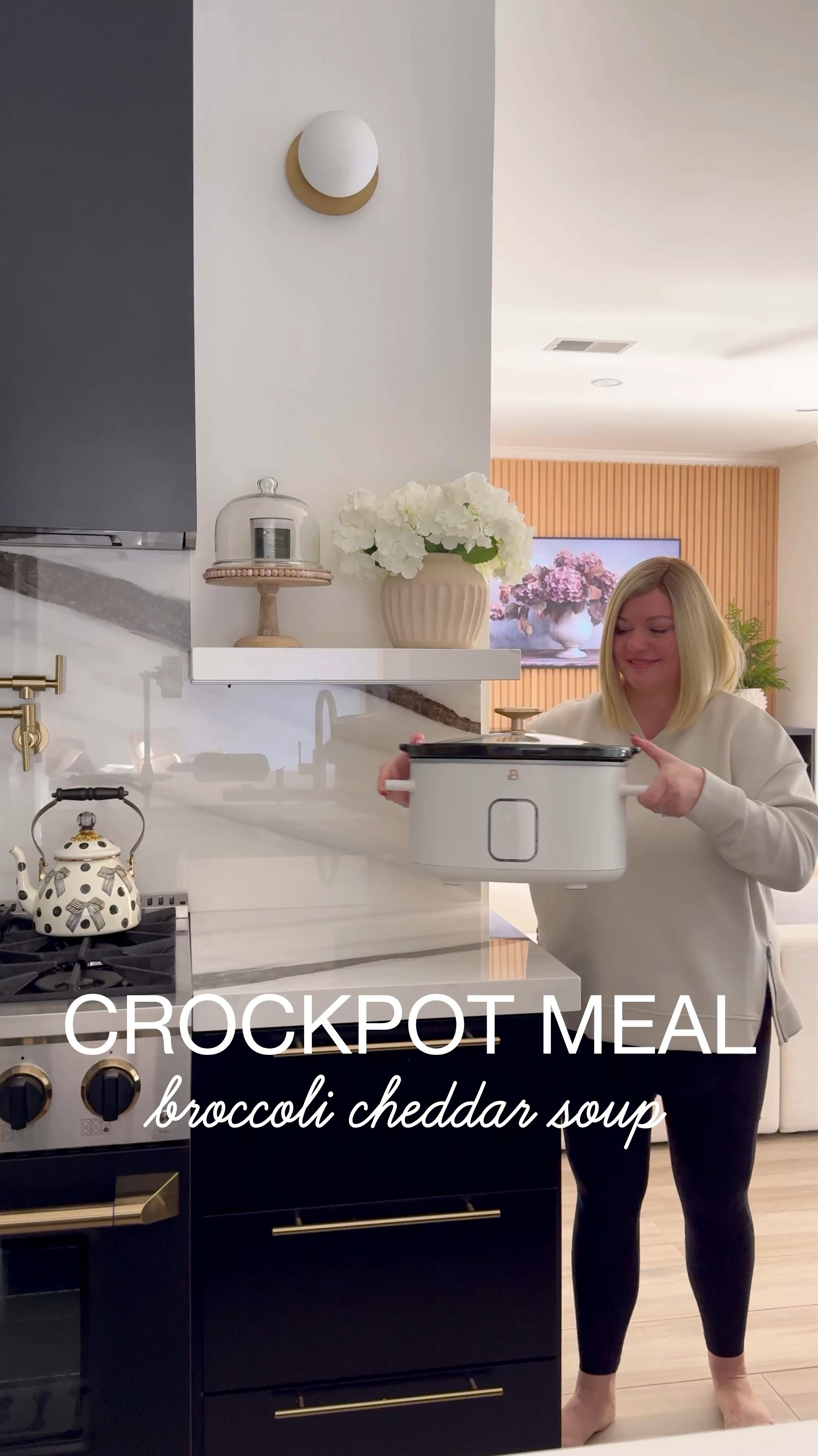 Broccoli Cheddar Soup 🥣 
Full recipe on my website www.kristensellentin.com

I love my $49 best selling crockpot from Walmart!  Still going strong after two years. 