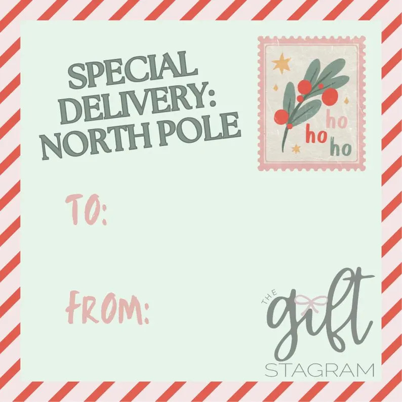 Special Delivery: North Pole Gift Tag DIGITAL DOWNLOAD Happy Holidays Gift Tags Christmas Gift Ta... | Etsy (US)