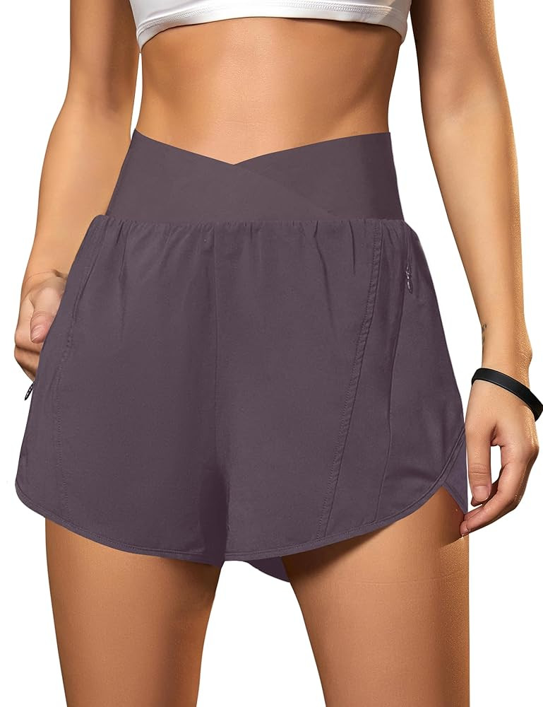 Blooming Jelly Women's Workout Shorts Athletic Running Shorts Crossover High Waisted Gym Shorts w... | Amazon (US)