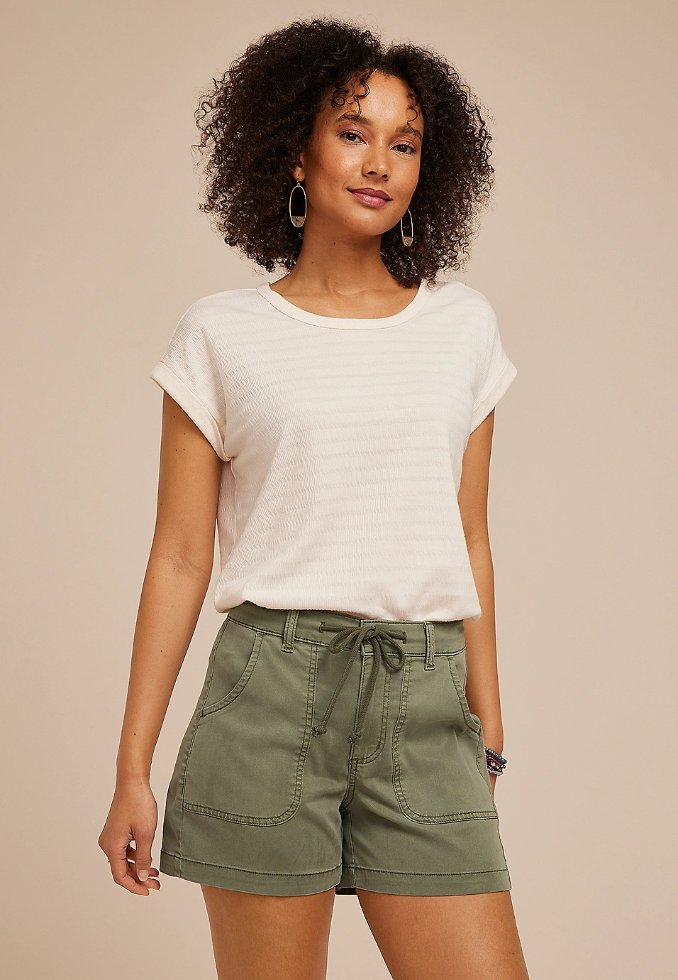 High Rise Stretch Twill Cargo 4.5in Short | Maurices