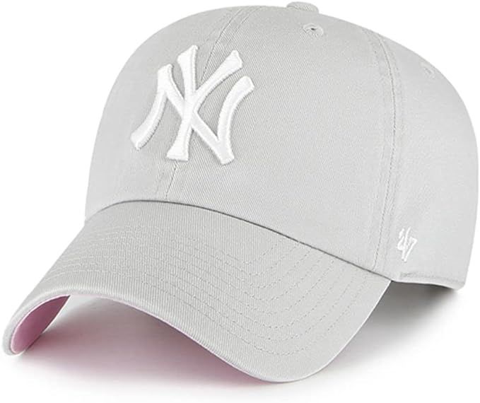 '47 New York Yankees Ballpark Clean Up Dad Hat Baseball Cap - Gray, Light Grey, White, Pink | Amazon (US)