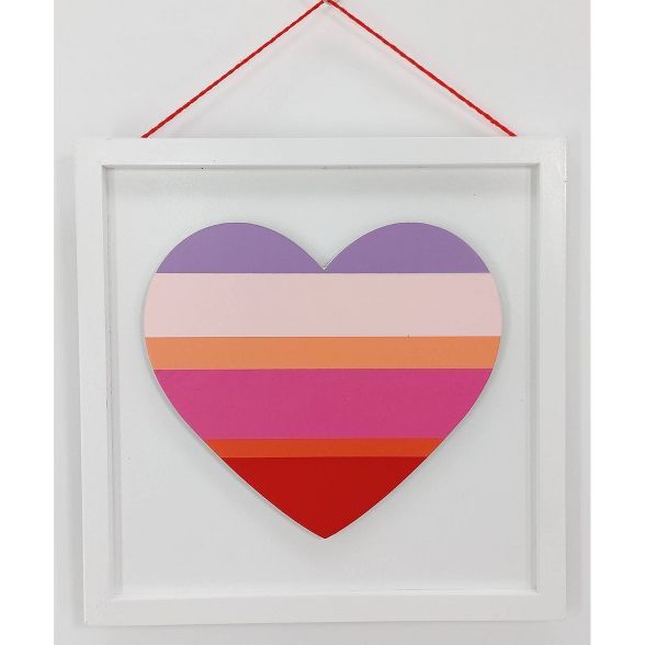 Standing Stripe Heart Valentine's Day Sign White/Pink/Orange - Spritz™ | Target