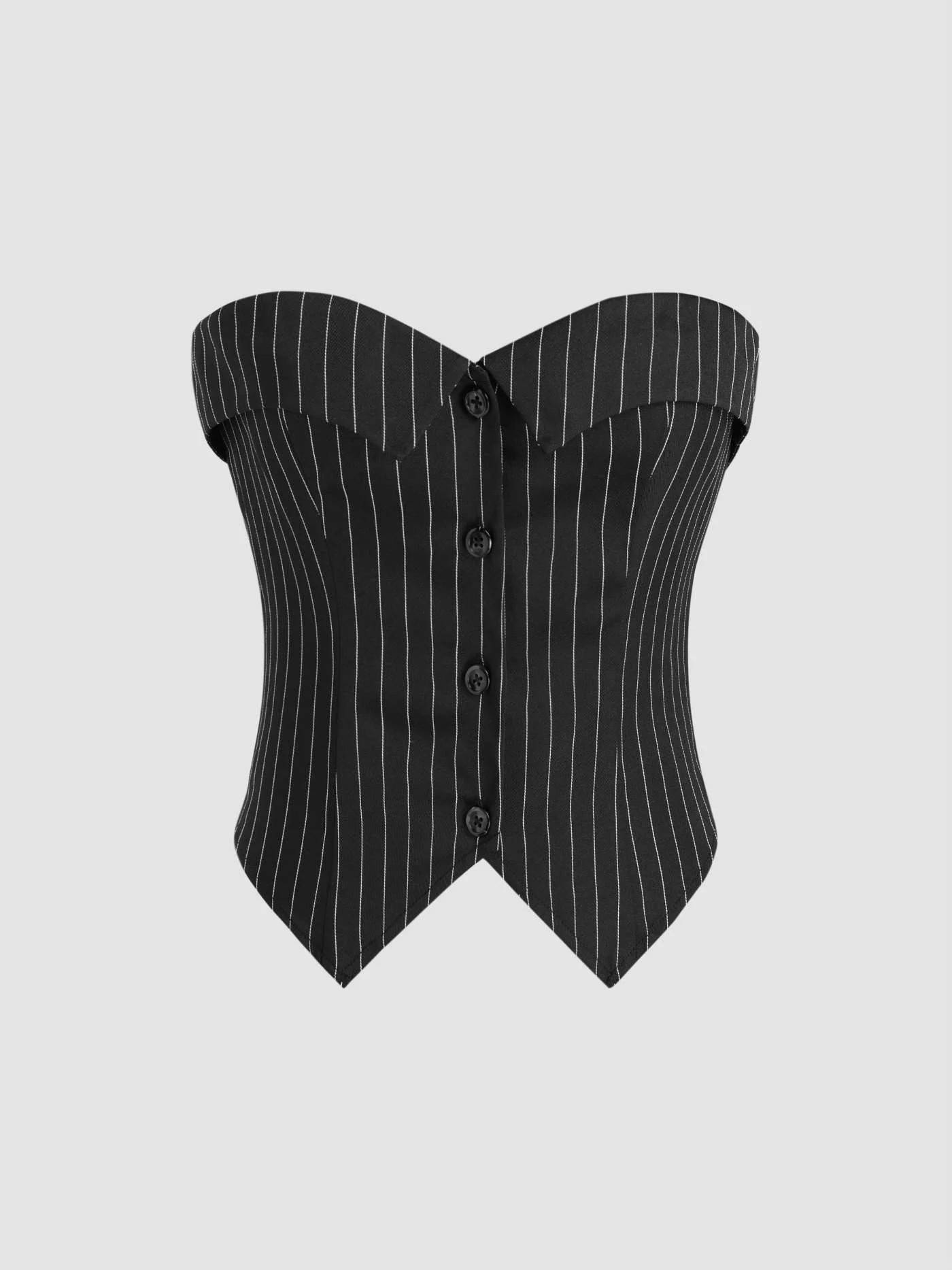 Woven Striped Fold Over Button Tube Top For Holiday | Cider
