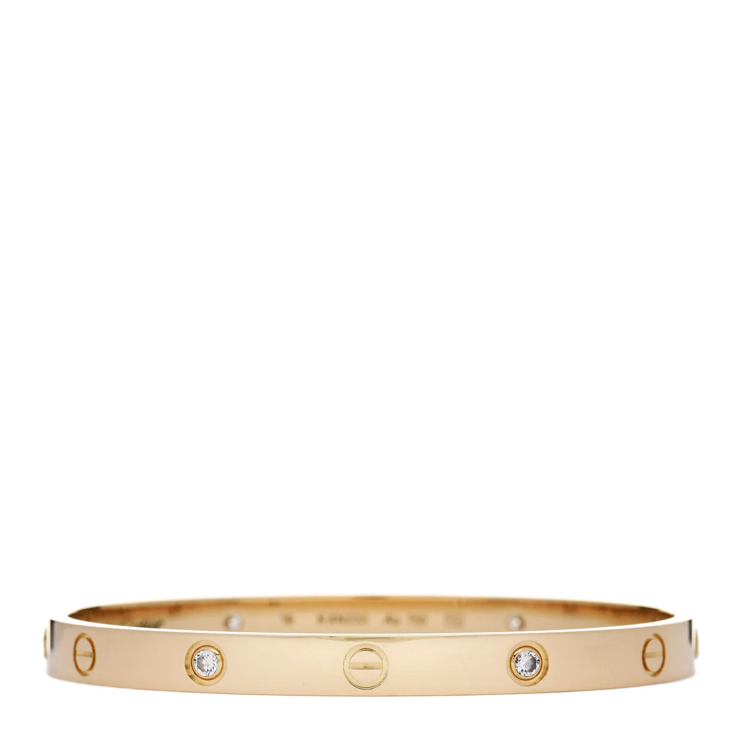 18K Yellow Gold 4 Diamond LOVE Bracelet 19 | FASHIONPHILE (US)