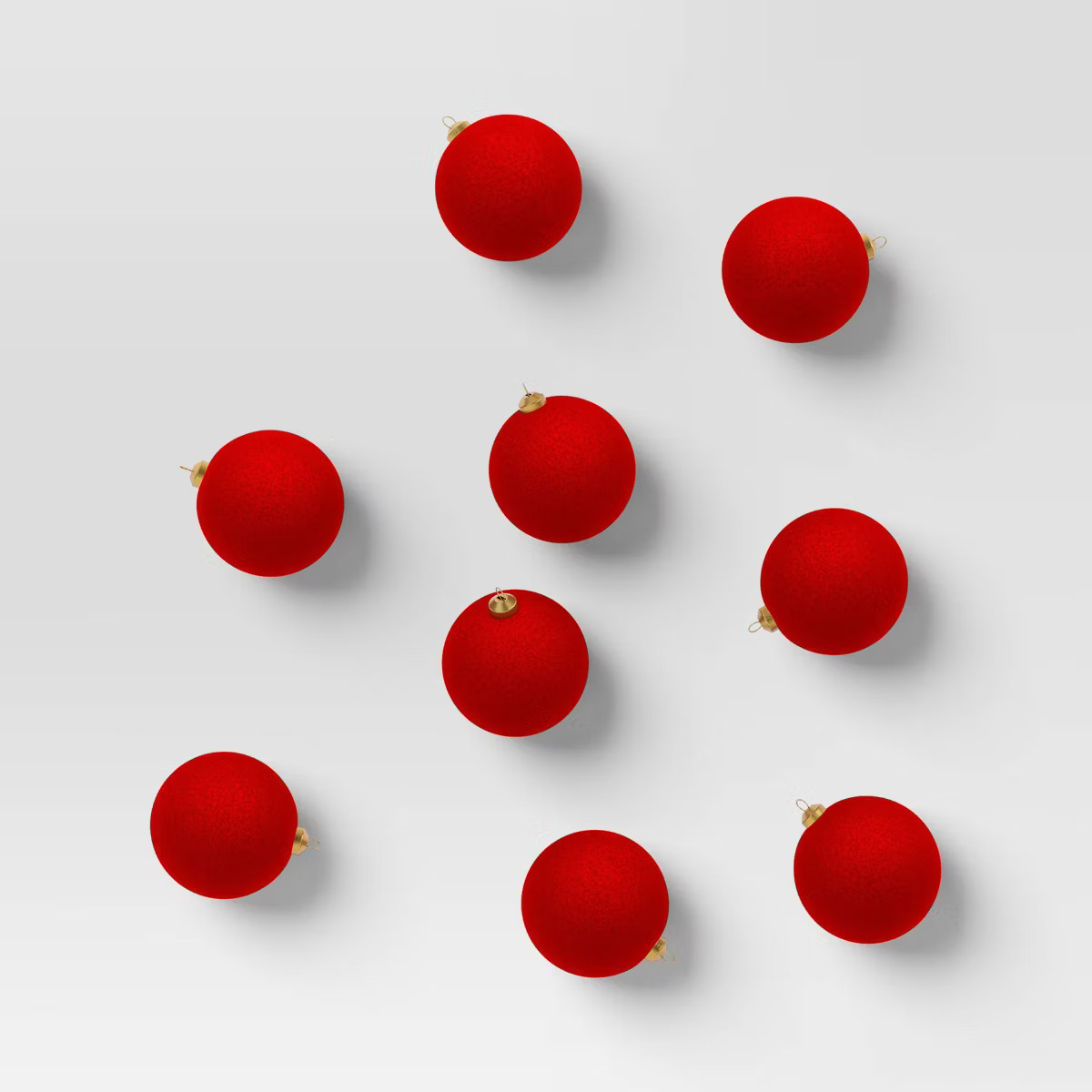 9ct 80mm Christmas Flocked Ball Ornament Set Red - Wondershop™ | Target