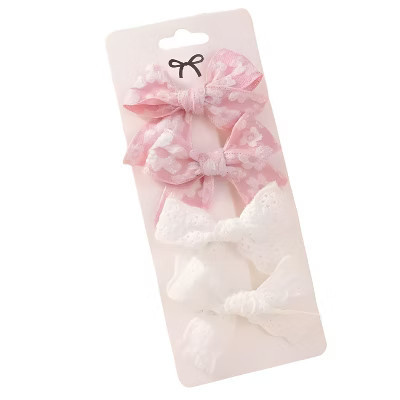 Kitcheniva Children's Bow Hair Clips 4 Pcs - Pink & White | Target