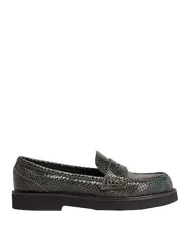 8 By YOOX PYTHON LEATHER PENNY LOAFER | Mocassino Verde scuro Donna | YOOX | YOOX IT