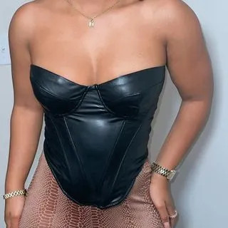 Strapless Faux Leather Corset Top | YesStyle Global