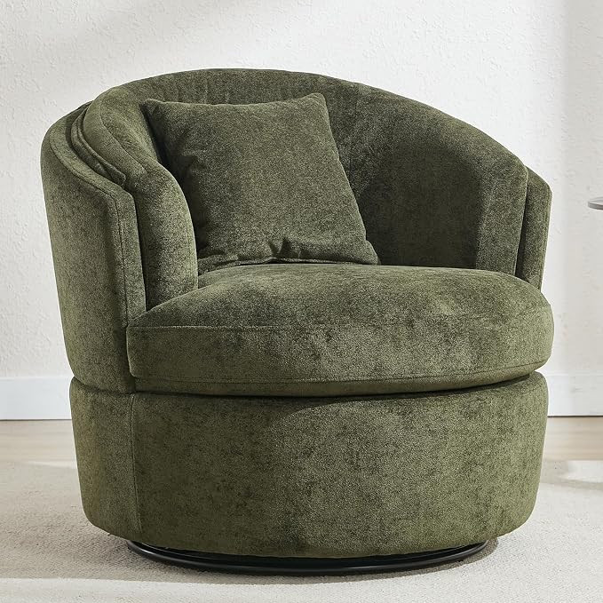 Swivel Accent Chair, 360 Degree Round Swivel Barrel Chair with Pillow, Widened Upholstered Comfy ... | Amazon (US)