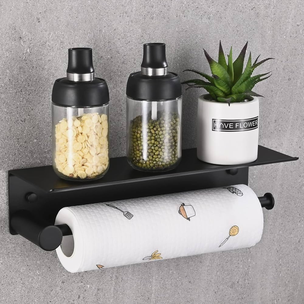 HANFU Kitchen Roll Holder Wall Mounted, Kitchen Paper Towel Rack Self Adhesive No Drilling, Alumi... | Amazon (UK)