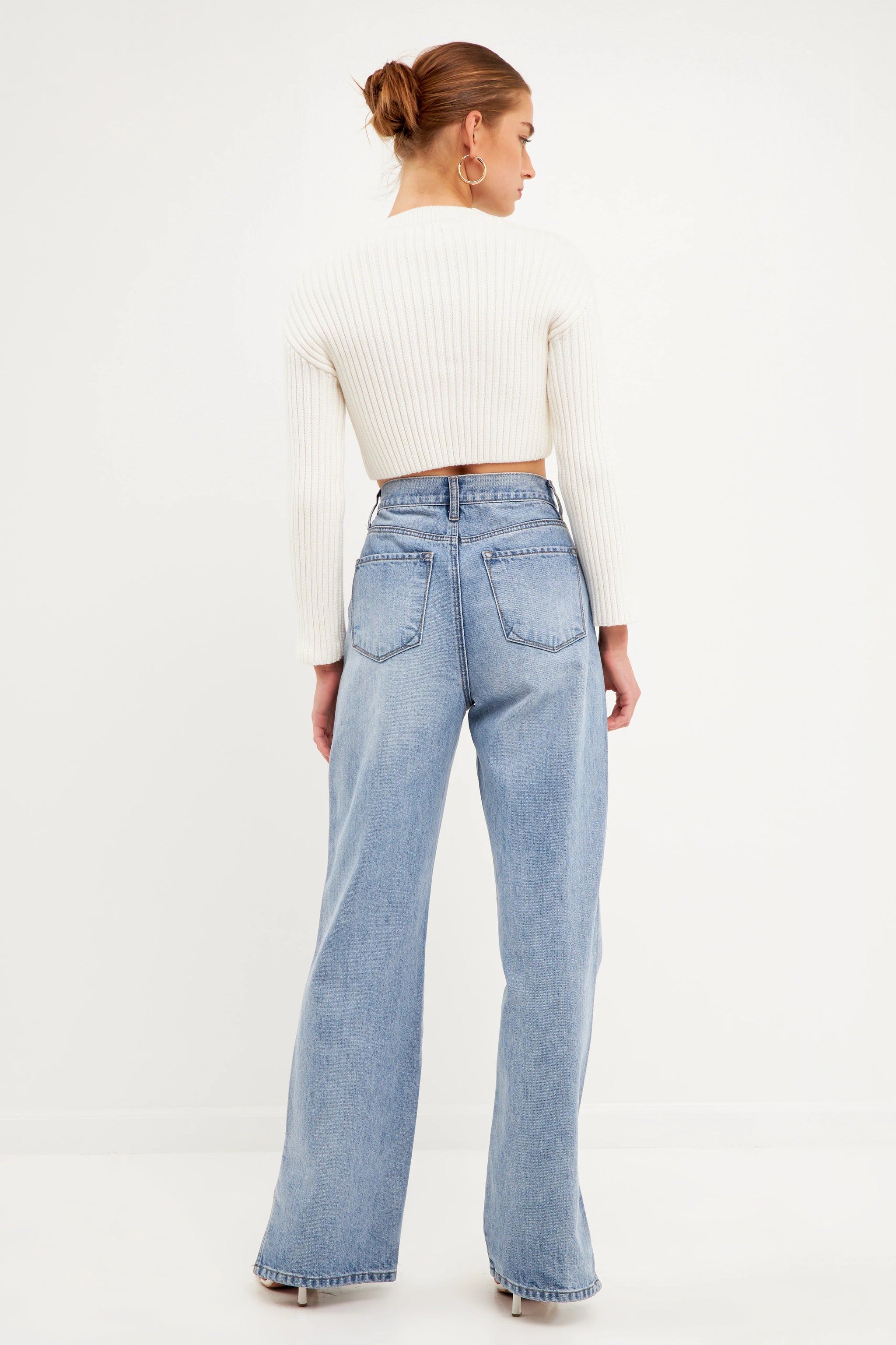 CROPPED RIBBED KNIT SWEATER | HARRINGTONS