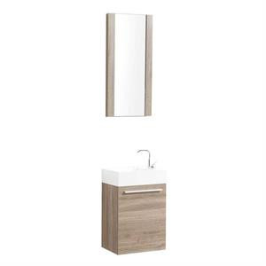 Colmar 18 Inch All Wood Bathroom Vanity with Acrylic Sink & Mirror - Cart Oak | Cymax