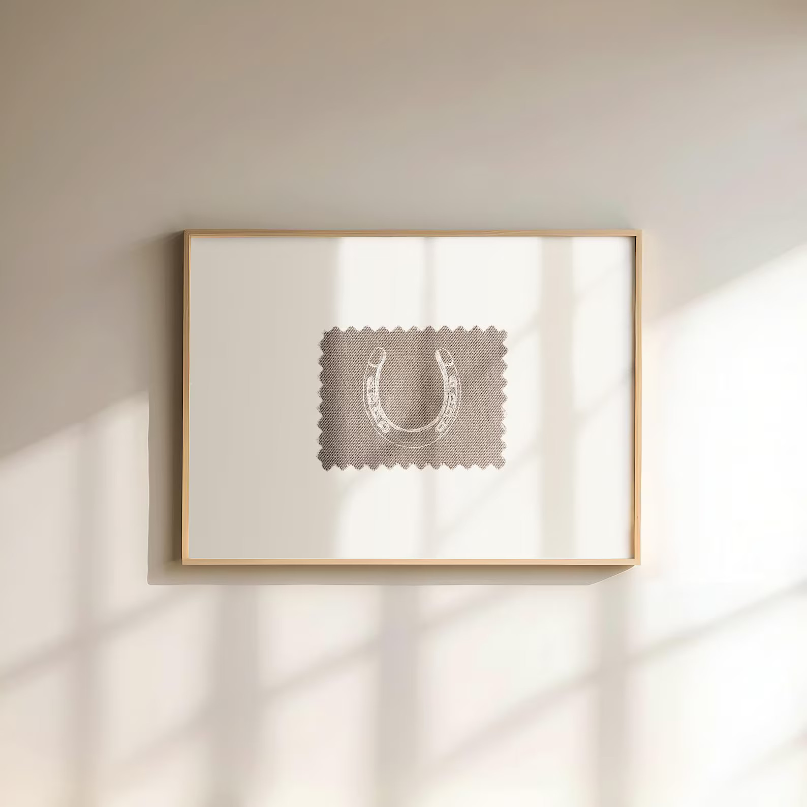 Rustic Horseshoe Digital Download Wall Art | Neutral Tan Lucky Horseshoe Printable | Horizontal W... | Etsy (US)