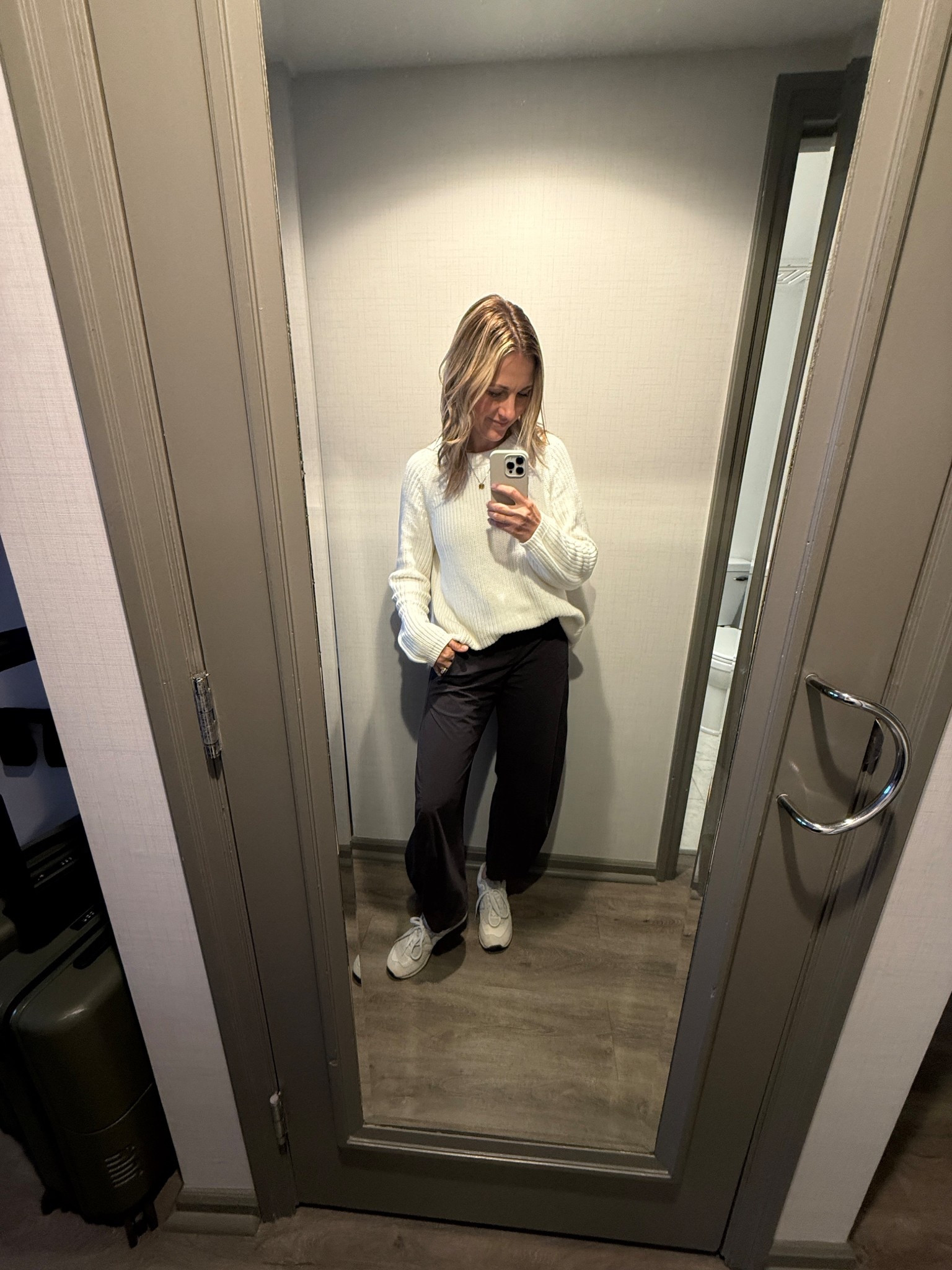 Maybe travel fit- these pants are the comfiest ever and this 100% cotton sweater is a favorite 