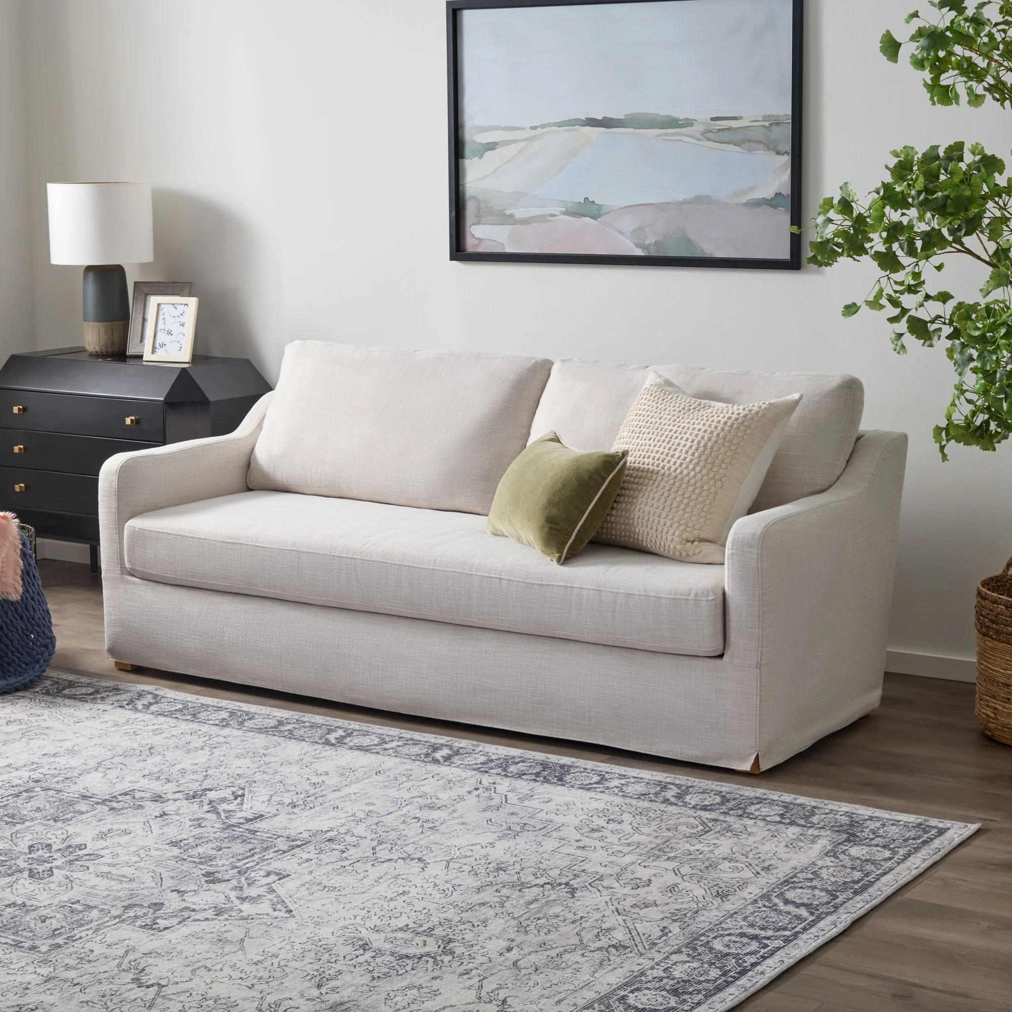 Mayview Alex Slipcover Sofa, Cream - Walmart.com | Walmart (US)