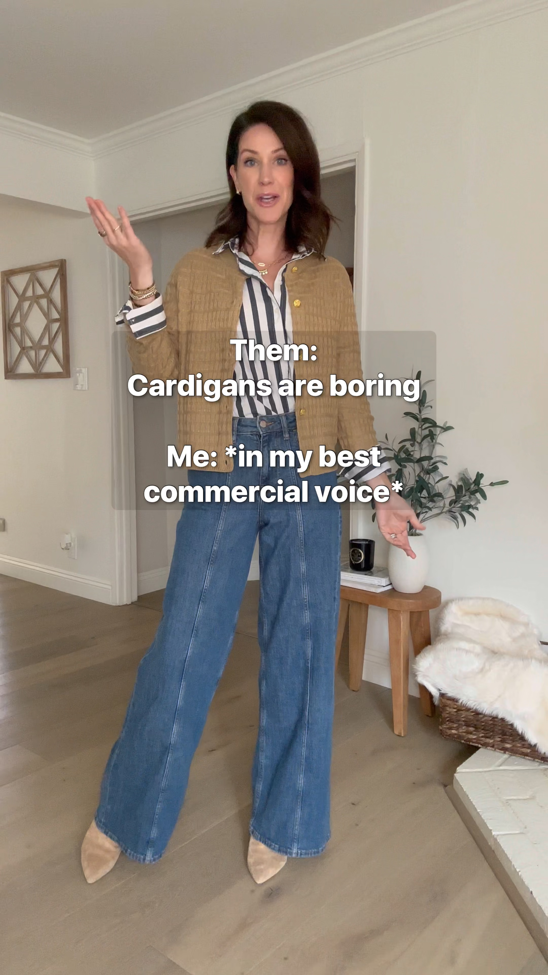 5 ways to wear a cardigan. I’m wearing a small in this one. The dark jeans are tts. I always size up in Levi’s (the lighter wash (sporty one). The cream color sailor pants are mostly tts (if between go up). Shoes are all tts  

#LTKFindsUnder50 #LTKShoeCrush #LTKWorkwear