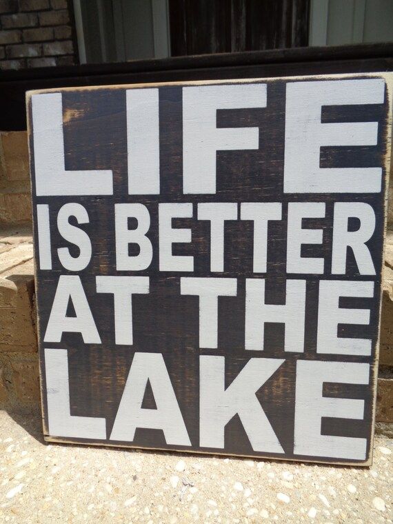 Life Is Better At The Lake-Wood Sign, Rustic,3'X3', Lake Sign, Large Sign, Handmade 32x32 | Etsy (US)