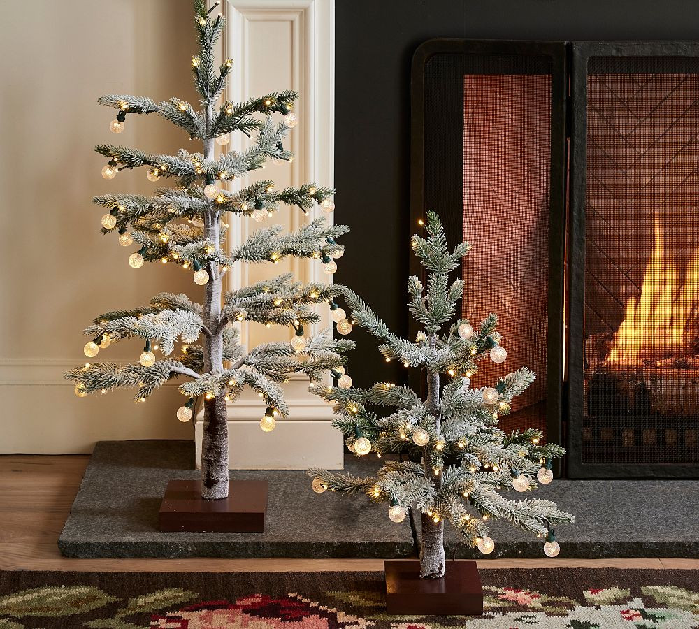 Lit Faux Flocked Pine Tree | Pottery Barn (US)