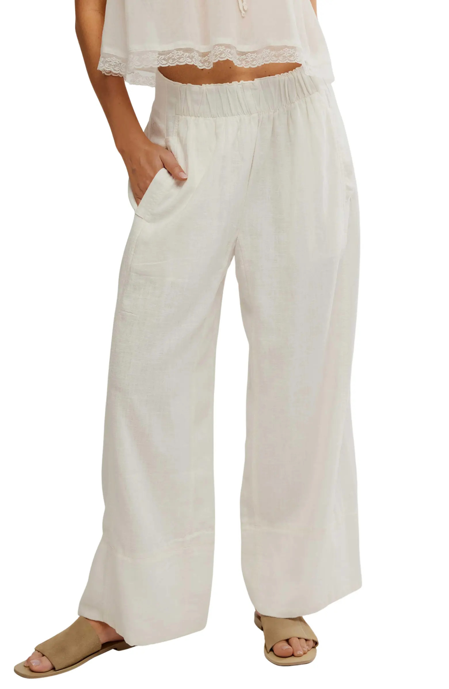 Free People Days End Pull-On Linen Blend Wide Leg Pants | Nordstrom | Nordstrom