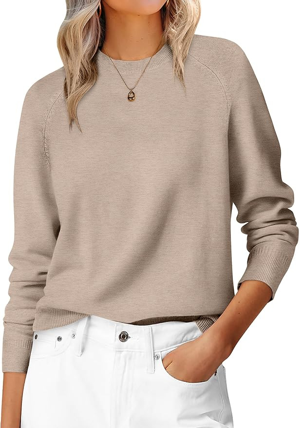 ANRABESS Sweaters for Women 2025 Long Sleeve Crewneck Loose Fit Lightweight Knit Basic Fall Sweat... | Amazon (US)