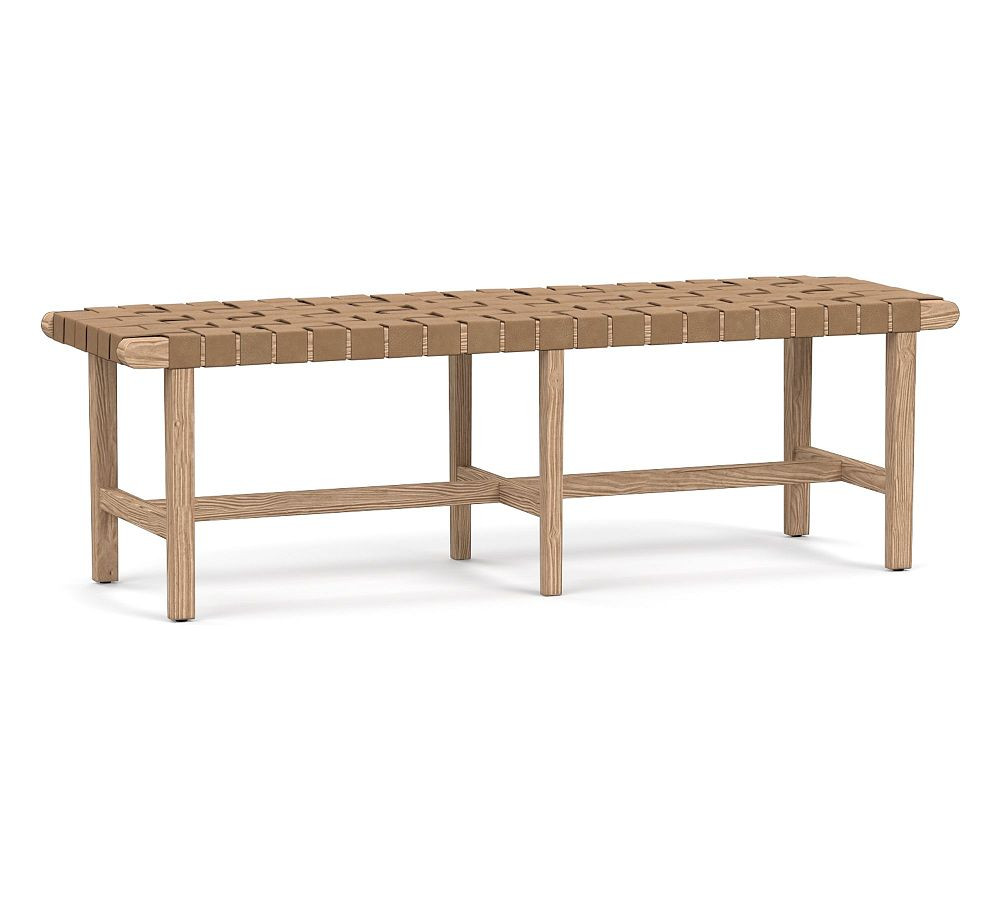 Fenton Woven Leather Bench (54.5") | Pottery Barn (US)