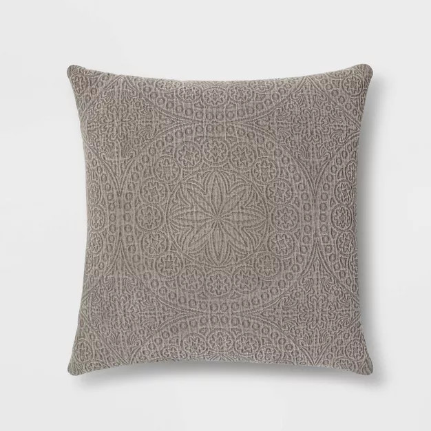 Euro Matelasse Medallion Throw Pillow Dark Gray - Threshold™ | Target