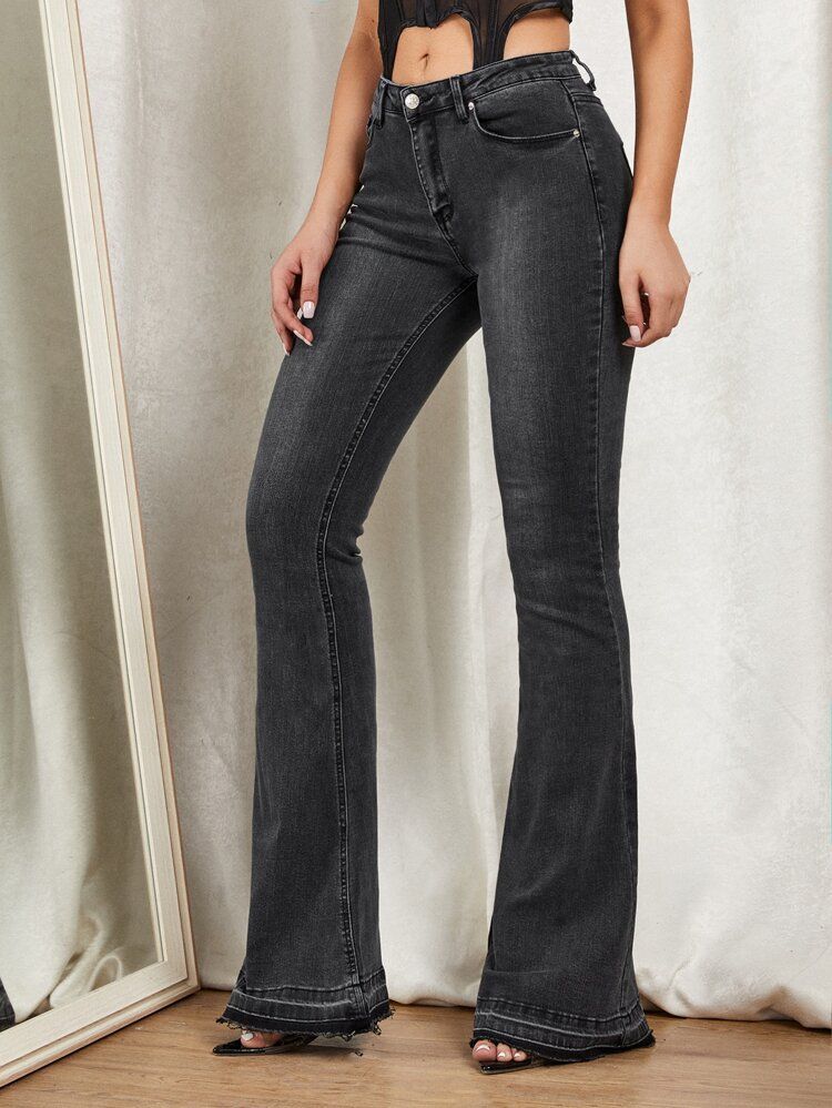 Cat Whiskers Flare Leg Jeans | SHEIN