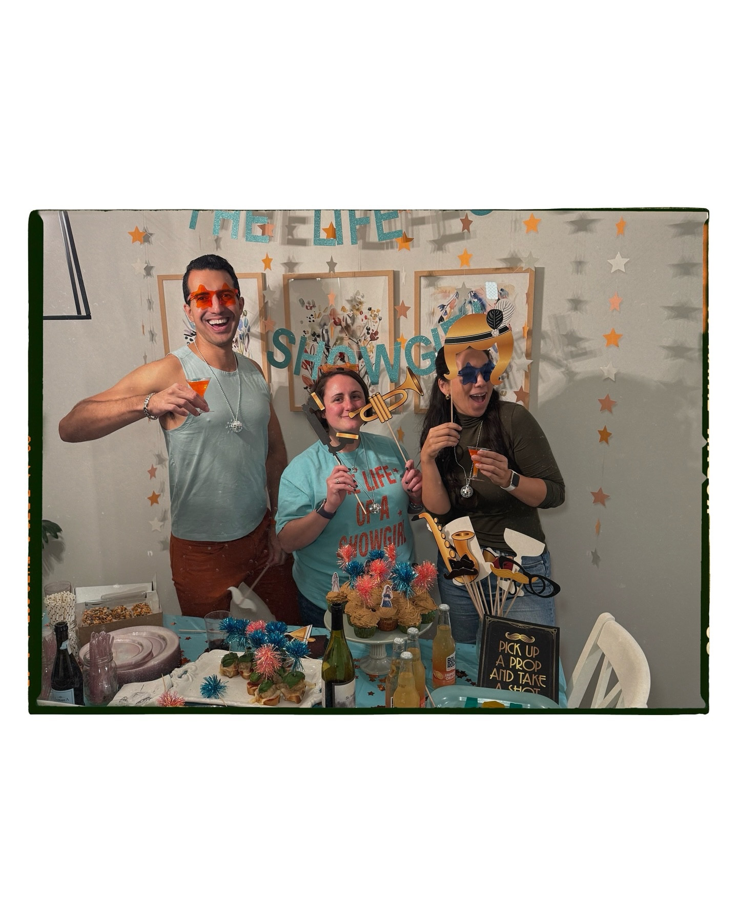 In my showgirl era, and there’s no cardigan in sight. 🎭

#lifeofashowgirl 

And can we discuss how amazing @alliebedell setup was! She went all out! Thanks for hosting! Even if it means I can never host you because I’ll look like a failure in comparison, lol