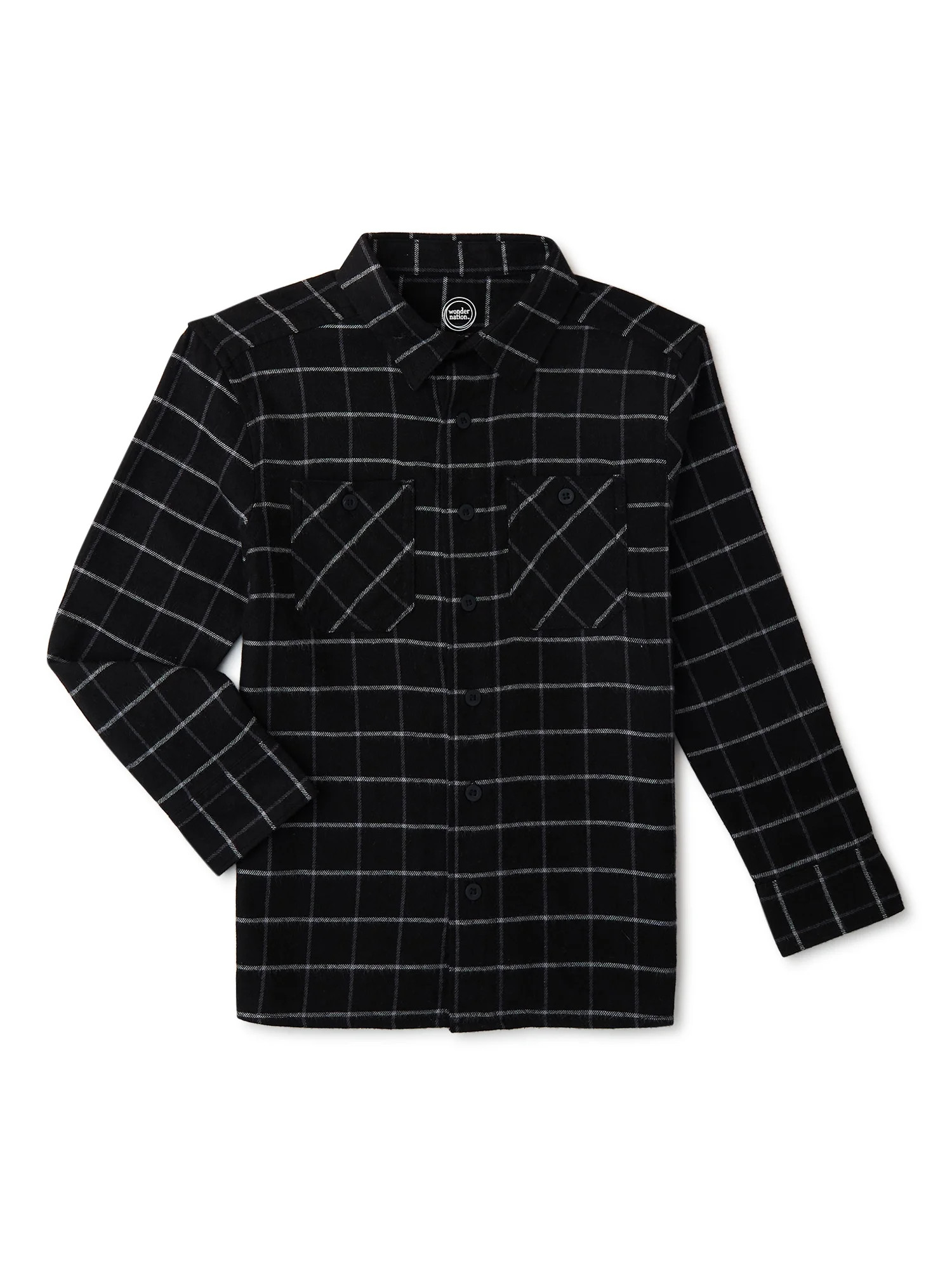 Wonder Nation Boys Long Sleeve Flannel Shirt, Sizes 4-18 & Husky - Walmart.com | Walmart (US)