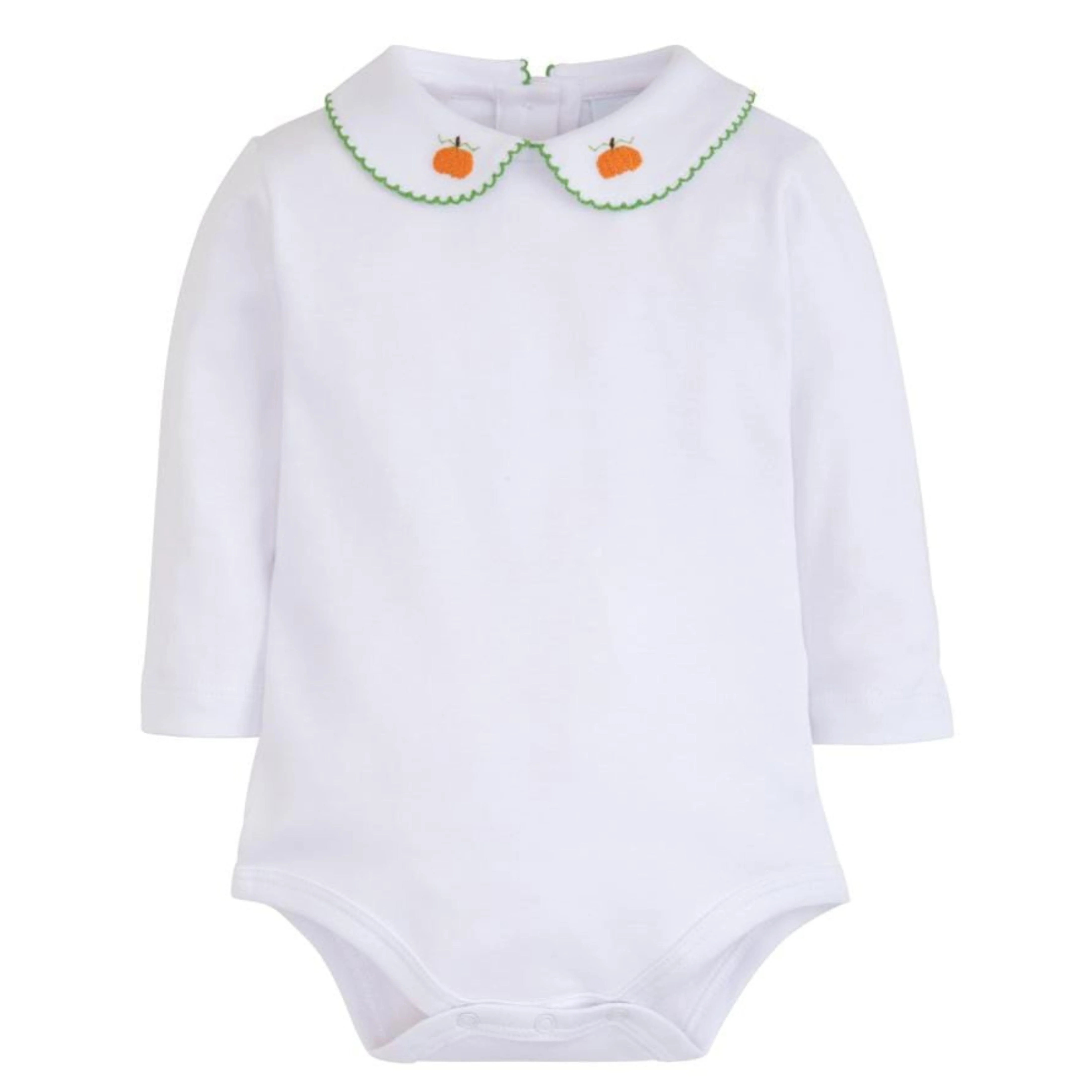 Little English Baby's Long Sleeve Pinpoint Onesie - Pumpkin | Little English