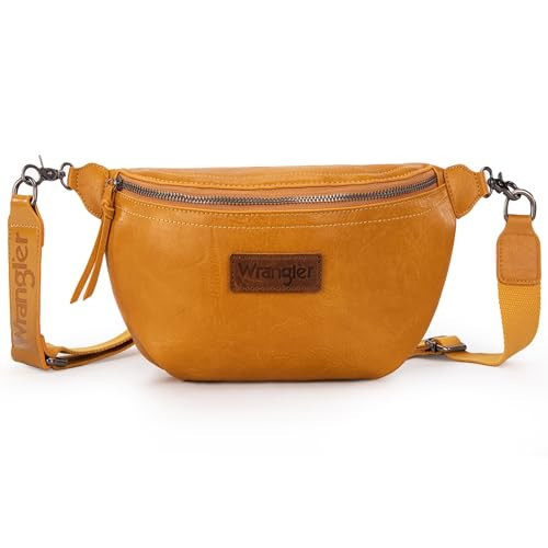 Wrangler Large Fanny Packs for Women Waist Bag Travel Belt Bags Crossbody Sling Bag Must Yellow | Amazon (US)