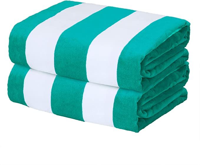 Exclusivo Mezcla 2-Pack 100% Cotton Large Cabana Stripe Beach Towels, Super Absorbent Soft Plush ... | Amazon (US)
